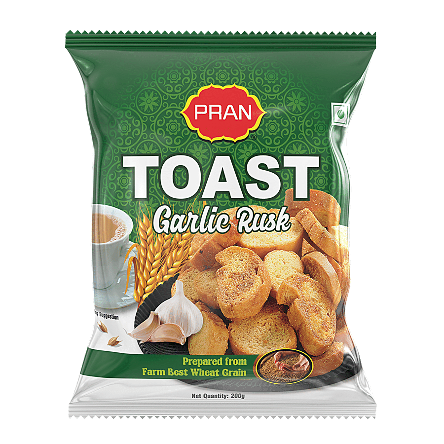 PRAN Toast Garlic Rusk - Made From Wheat Grain