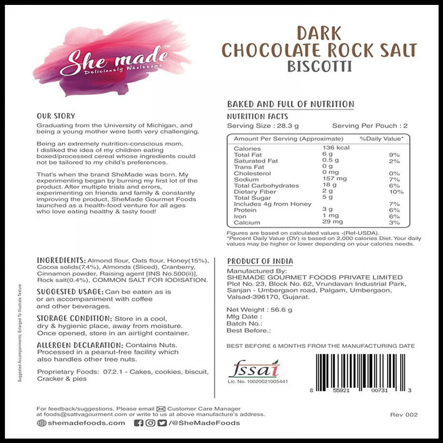 She made Dark Chocolate Rock Salt Biscotti - Gluten & Dairy Free