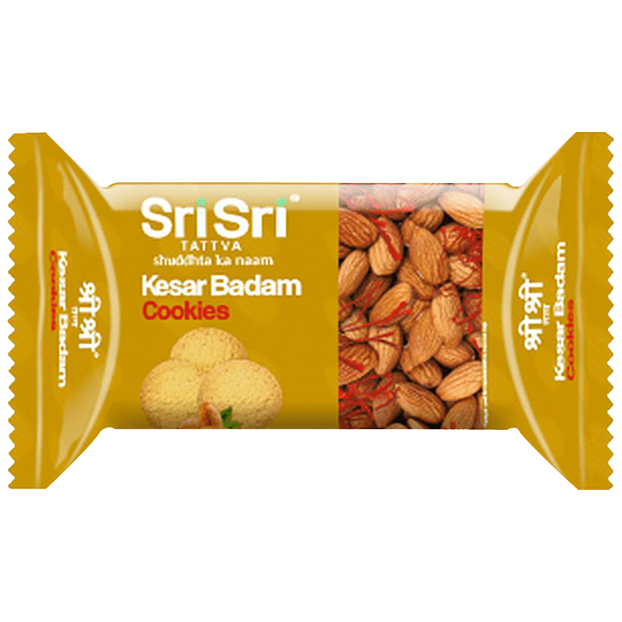 Sri Sri Tattva Kesar Badam Cookies - Teatime Snack