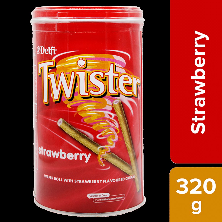 Twister Flavoured Cream Wafer Roll - Strawberry