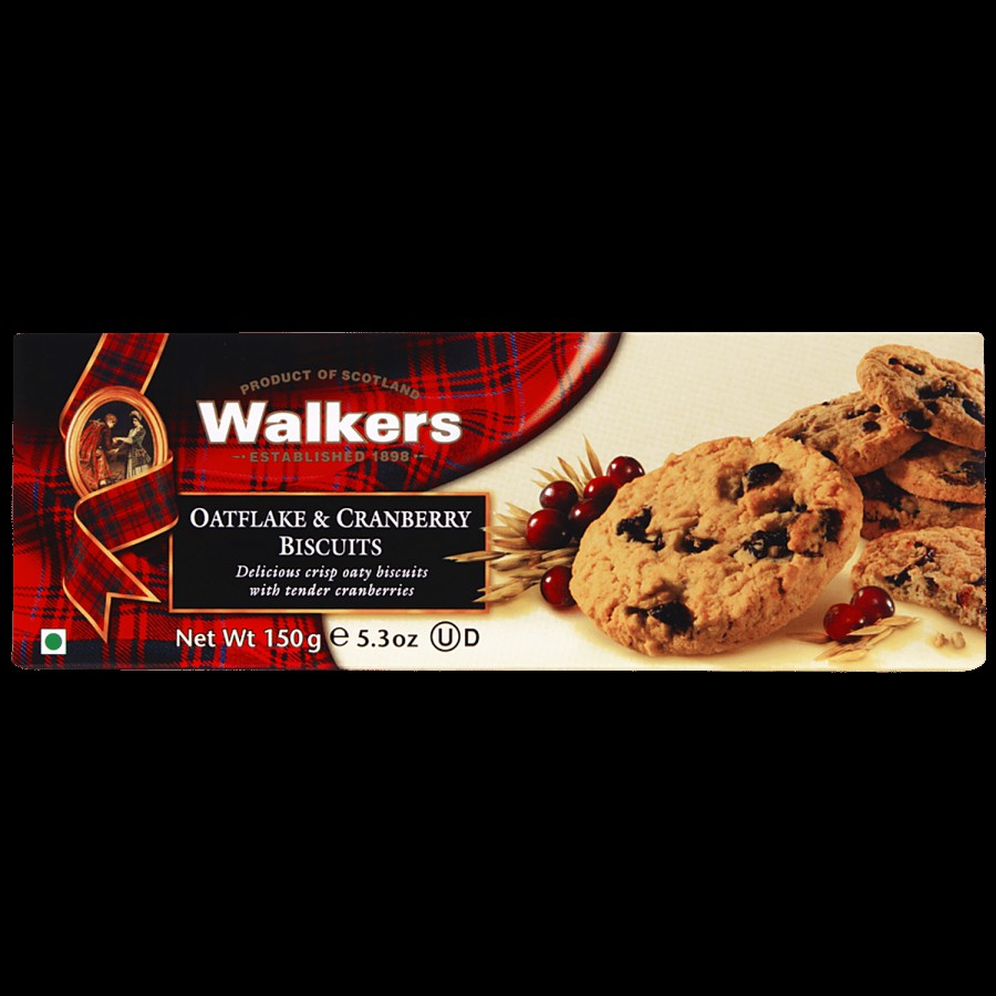 Walkers Oatflake & Cranberry Biscuits - With Tender Cranberries