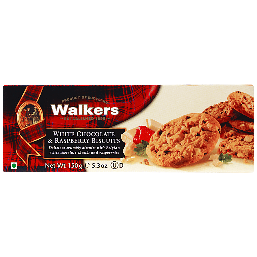 Walkers White Chocolate & Raspberry Biscuits - With Natural Ingredients