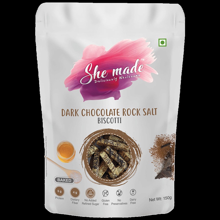 She made Dark Chocolate Rock Salt Biscotti - Gluten & Dairy Free