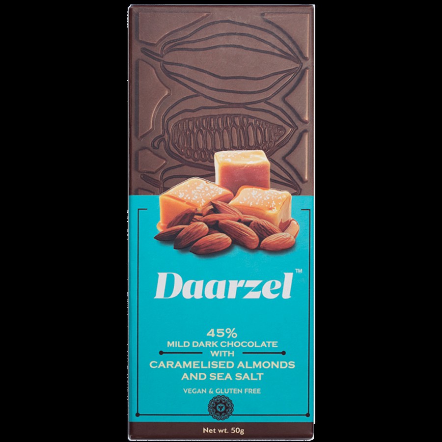 Daarzel 45% Mild Dark Chocolate with Caramelised Almonds and Sea Salt