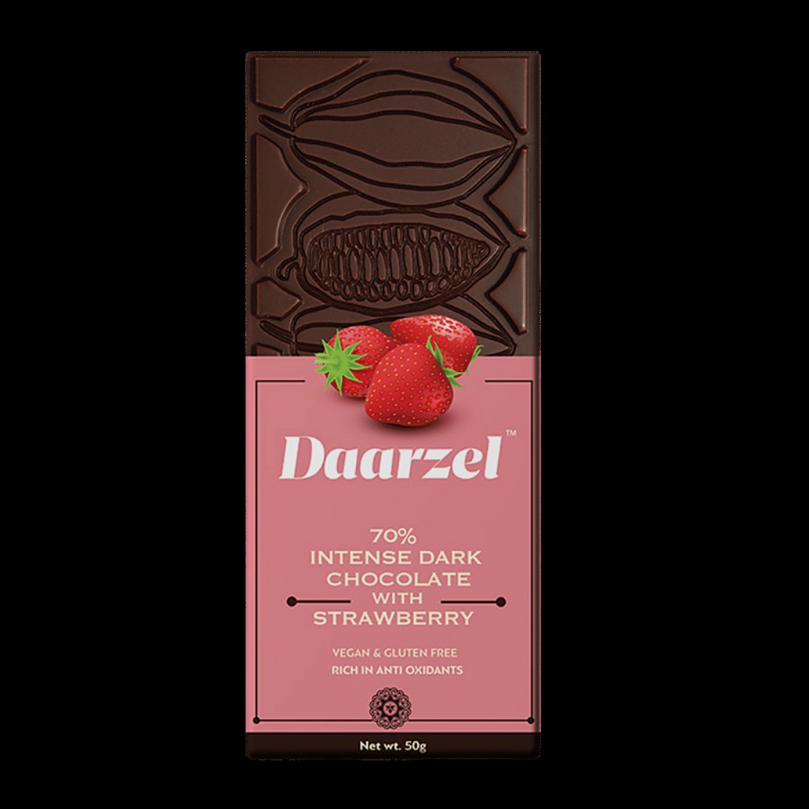 Daarzel 70% Cocoa Intense Dark Chocolate With Strawberry - Vegan