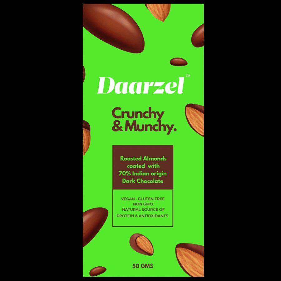 Daarzel Roasted Almonds Coated With 70% Indian Origin Dark Chocolate