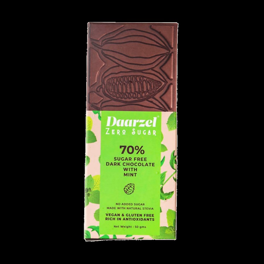 Daarzel Zero Sugar 70% Coca Dark Chocolate With Mint - Sugar-free