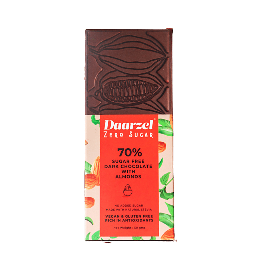 Daarzel Zero Sugar 70% Cocoa Dark Chocolate With Almonds - Sugar-free