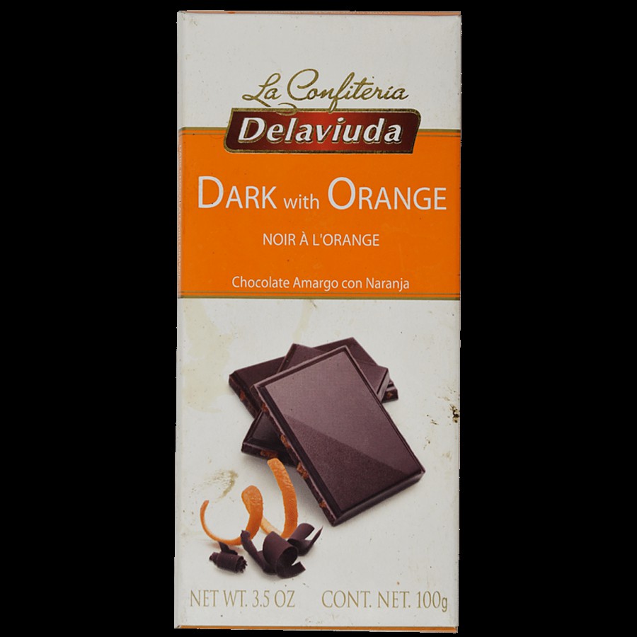 Delaviuda Chocolate Bar - Dark With Orange