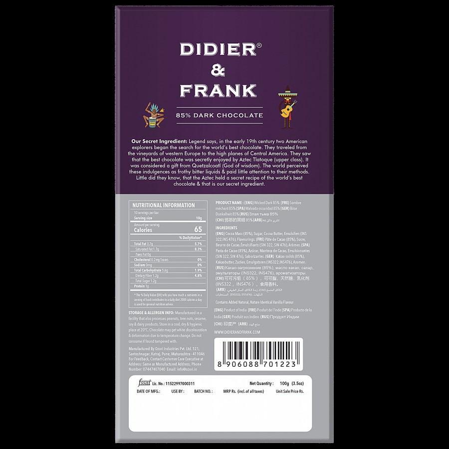 Didier & Frank  Wicked 85% Dark Chocolate