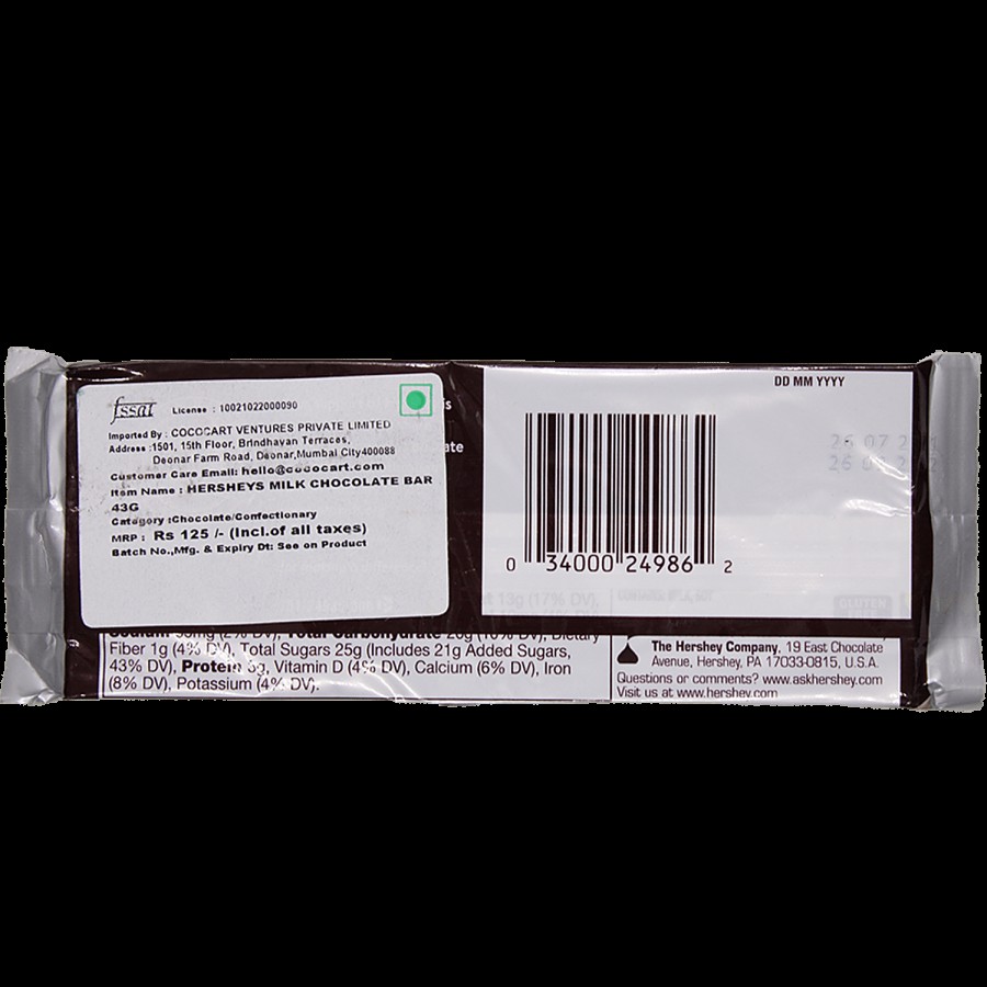 Hershey's Milk Chocolate Bar - Rich Flavour