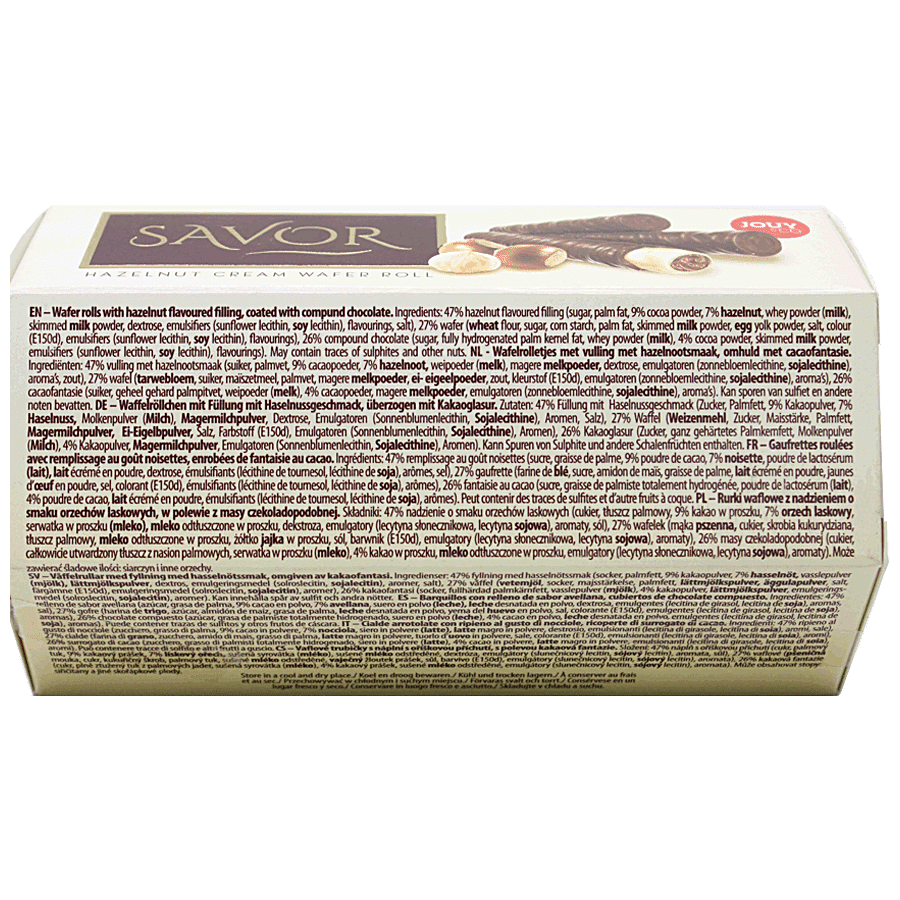 Jouy & Co Savor Hazelnut Cream Wafer Choco Roll - Rich & Silky Flavour & Texture