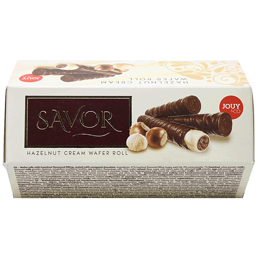 Jouy & Co Savor Hazelnut Cream Wafer Choco Roll - Rich & Silky Flavour & Texture