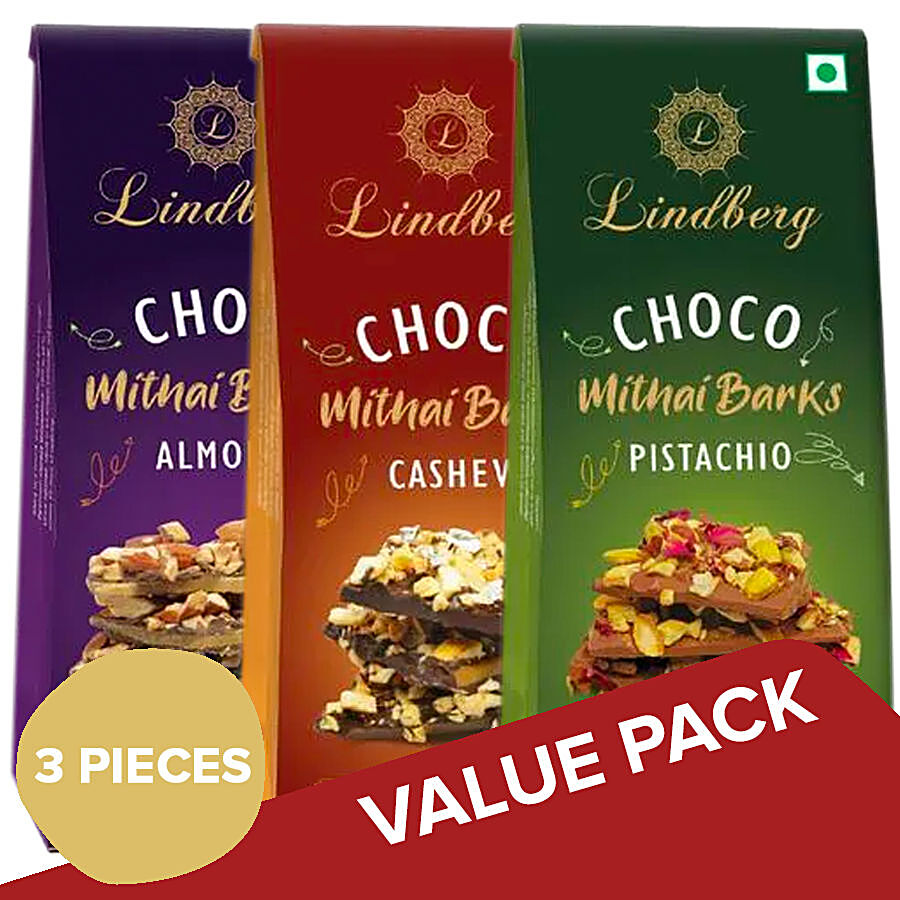 Lindberg Choco Mithai Barks - Almond + Choco Mithai Barks - Cashew + Pistachio