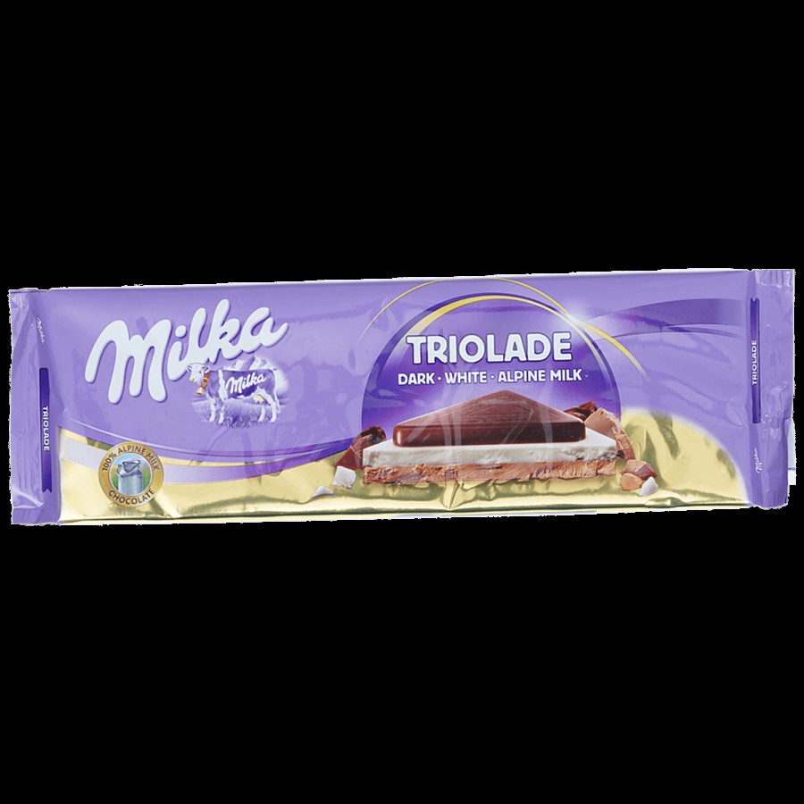 Milka Triolade - Apline Milk With White & Dark Chocolate