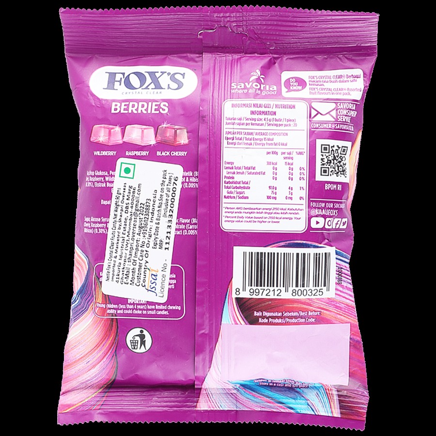 Nestle  Fox Crystal Clear Berries Candy - With Black Cherry