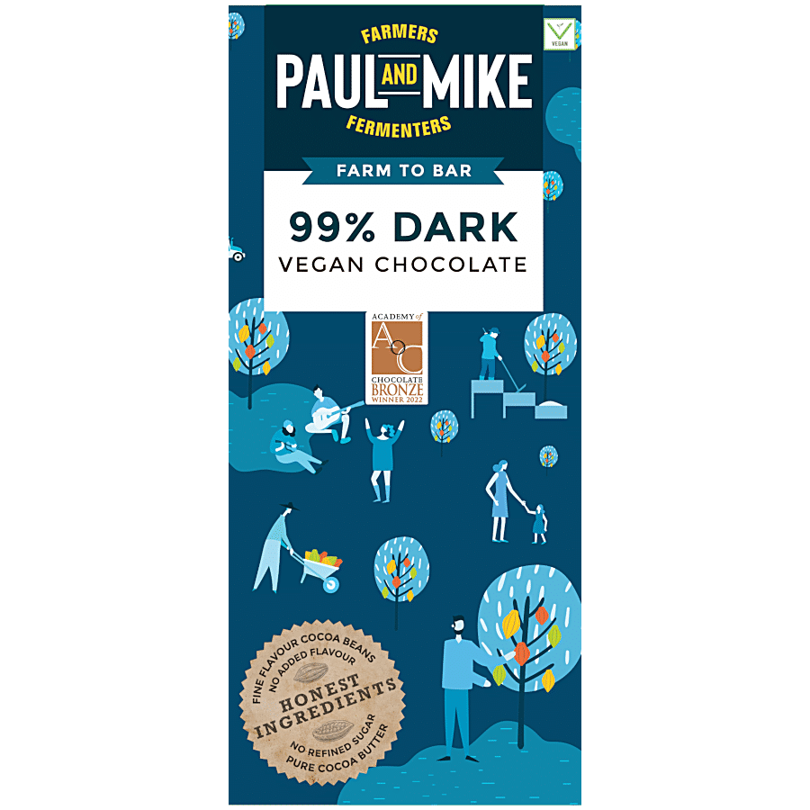 Paul And Mike 99% Dark Vegan Chocolate - No Refined Sugar