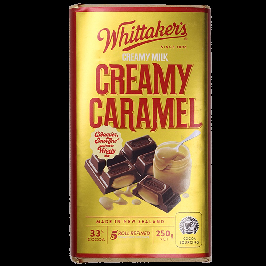 WHITTAKERS Creamy Caramel Milk Chocolate Bar - 33% Cocoa