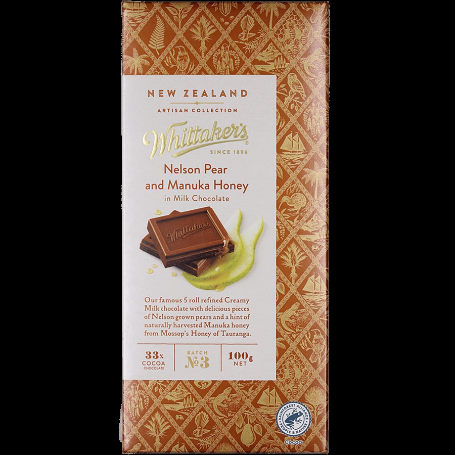 WHITTAKERS Nelson Pear & Manuka Honey Bar - Milk Chocolate