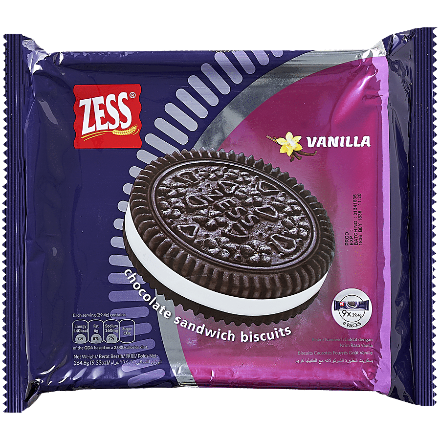 Zess Chocolate Sandwich Biscuits - Vanilla