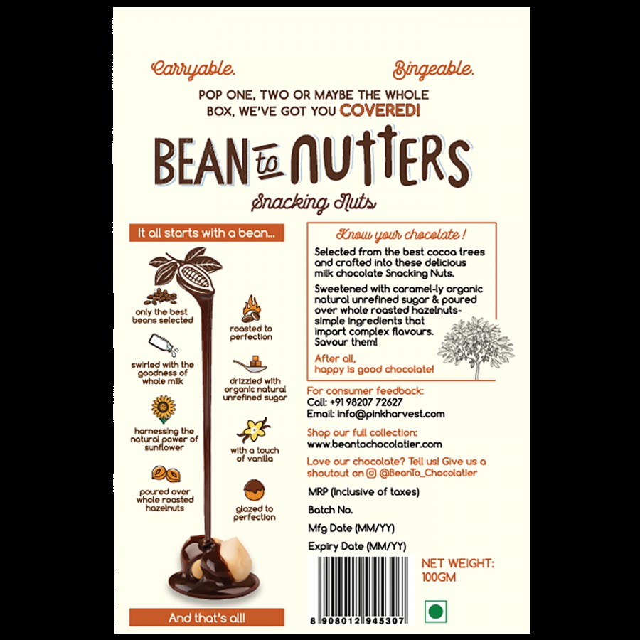 Bean To Nutters Milk Chocolate Hazelnut