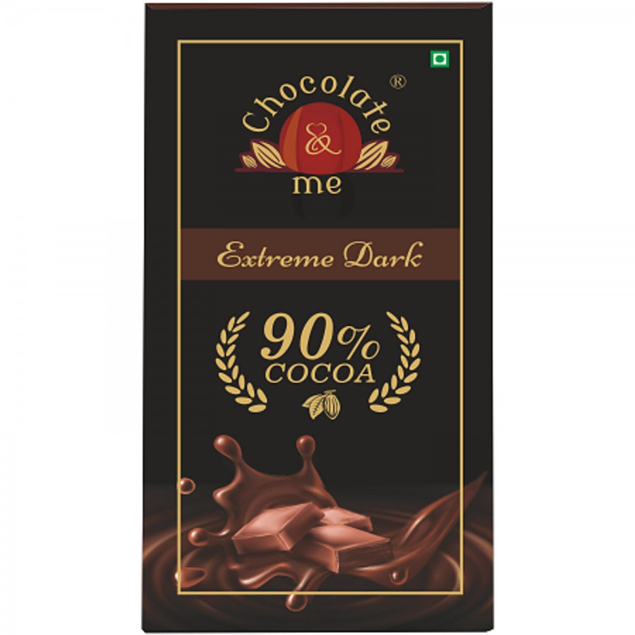 Chocolate and Me 90% Extreme Dark Chocolate Bar - Rich In Cocoa & Nutrients