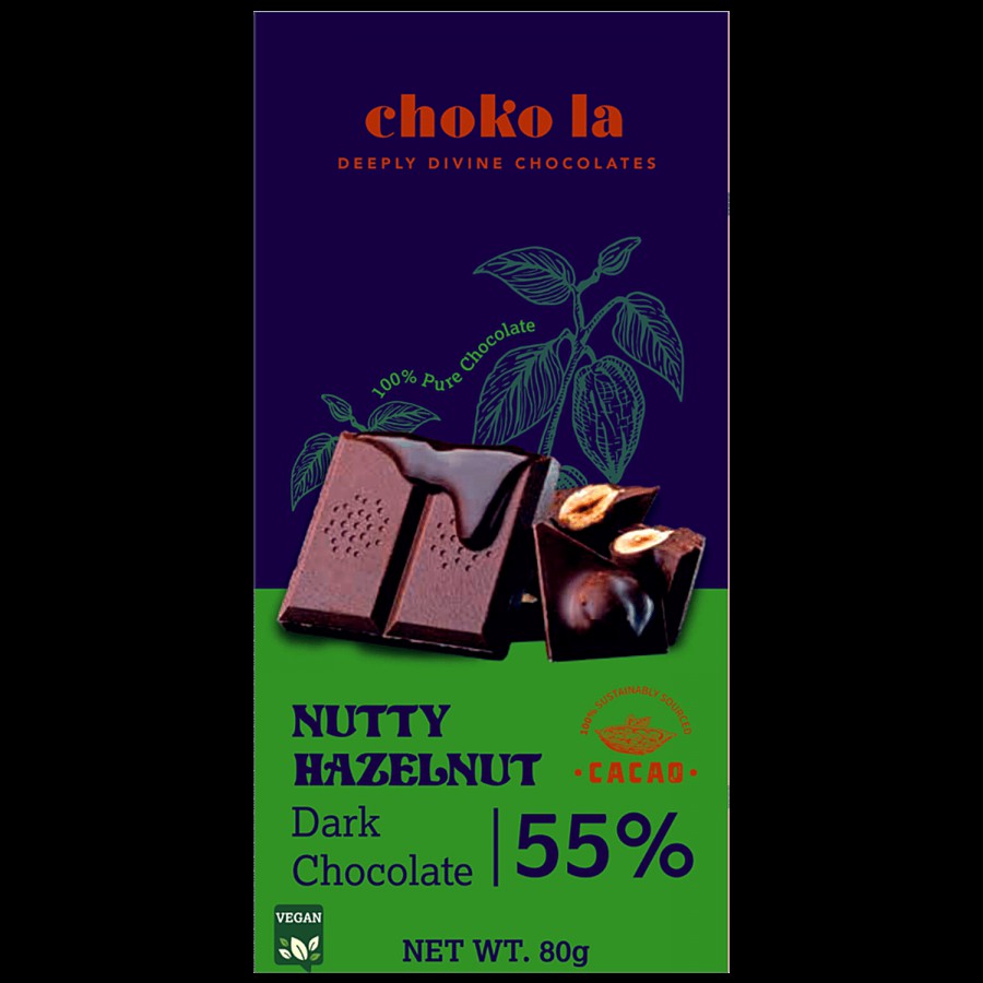 Chokola  Nutty Hazelnut 55% Dark Chocolate - Smooth