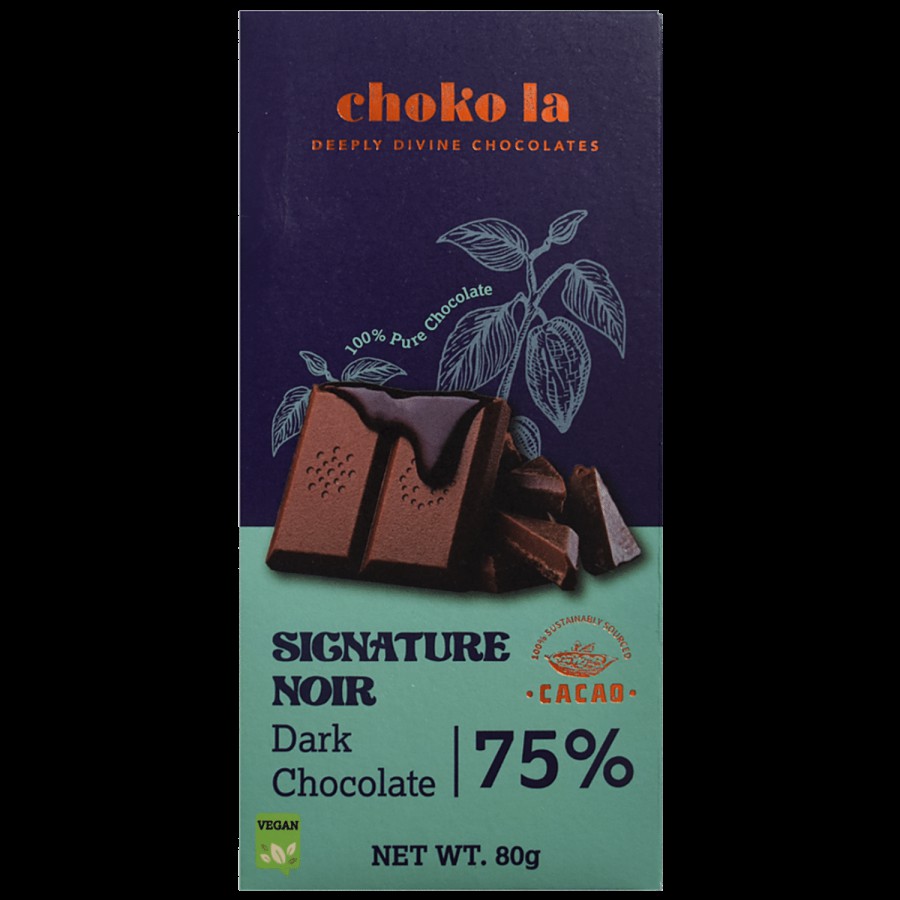 Chokola  Signature Noir 75% Dark Chocolate - With Rich Cocoa