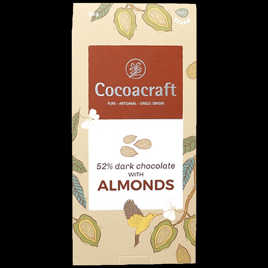 Cocoacraft Dark Chocolate With Roasted Almonds - Artisanal