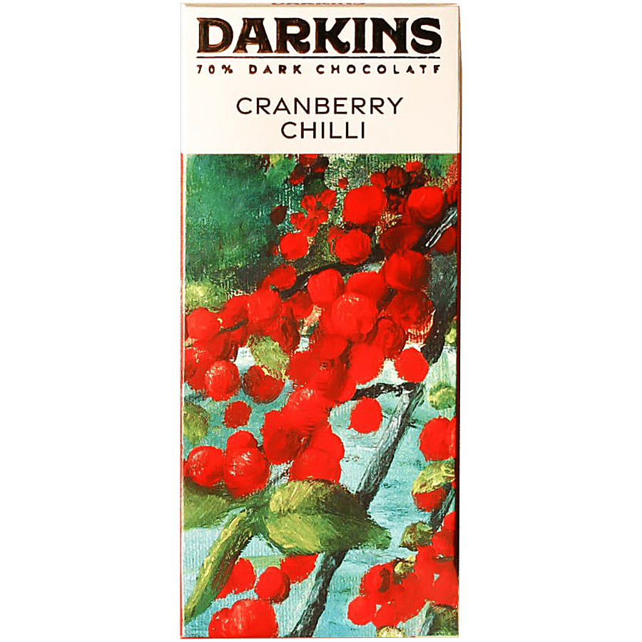 Darkins 70% Artisanal Dark Chocolate With Cranberry & Bhut Jholokia Chilli