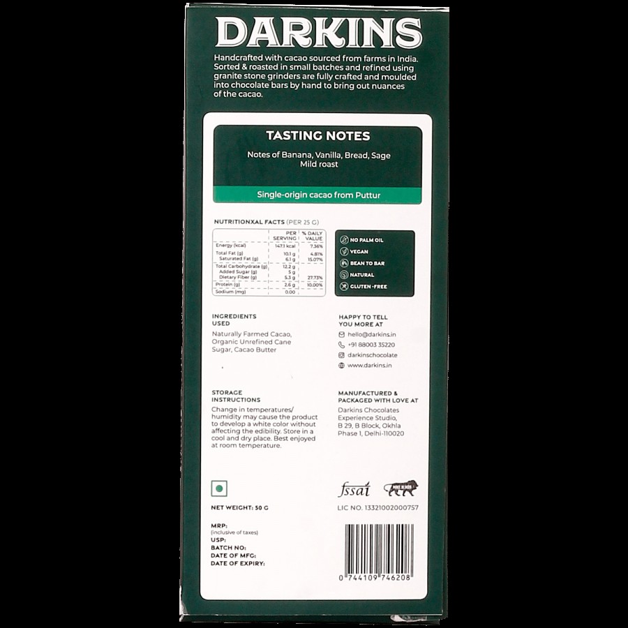 Darkins 80% Artisanal Dark Chocolate - Karnataka Single Origin