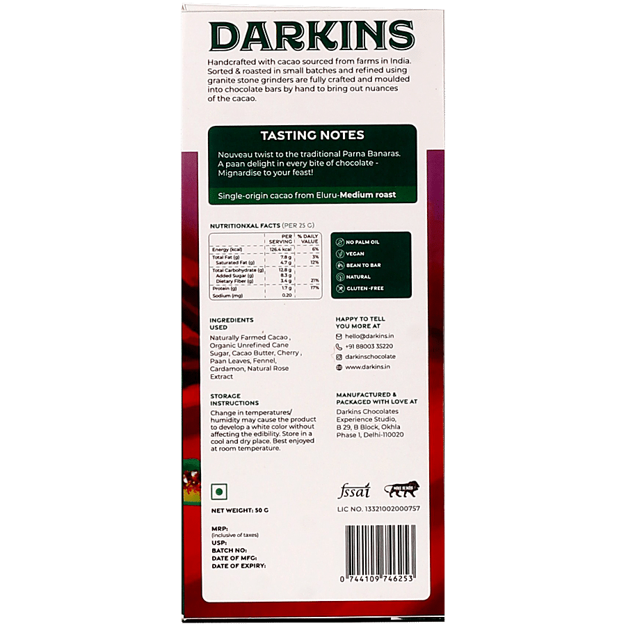 Darkins Artisanal Dark Chocolate - With Banarasi Paan