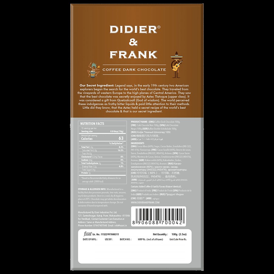 Didier & Frank  Dark Teddy Roosevelt Coffee Chocolate