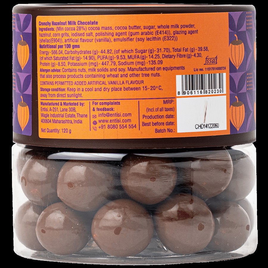 Entisi  Crunchy Hazelnut Dragees - Chocolate Coated