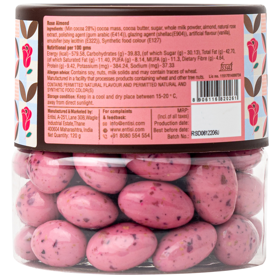 Entisi  Rose Almonds Dragees - Chocolate Coated