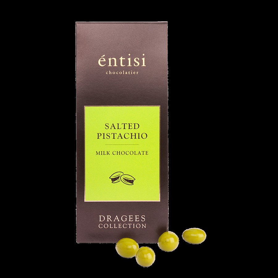 Entisi  Whole Salted Pistachios Coated With Milk Chocolate