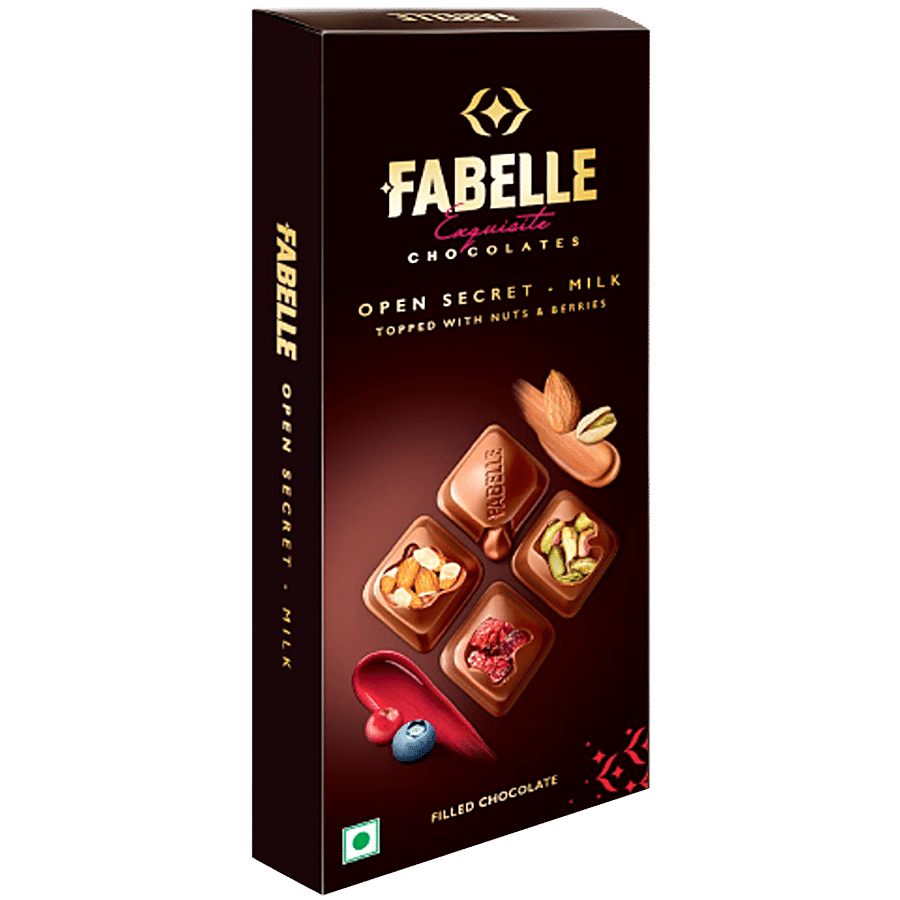 Fabelle Exquisite Open Secret Chocolates - Milk Topped With Nuts & Berries