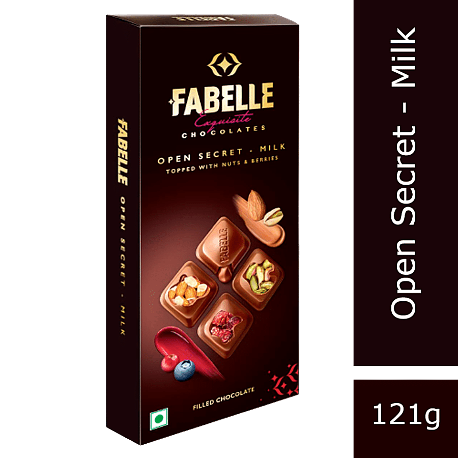 Fabelle Exquisite Open Secret Chocolates - Milk Topped With Nuts & Berries