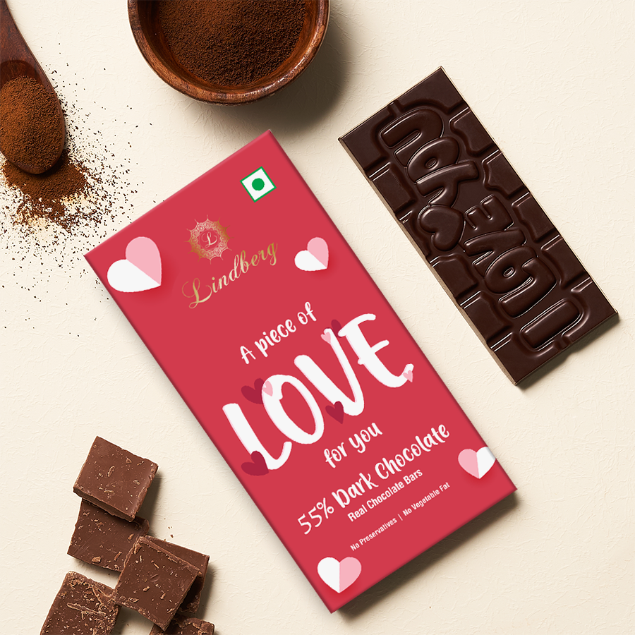 Lindberg I Love You Message Bar - 55% Dark Chocolate