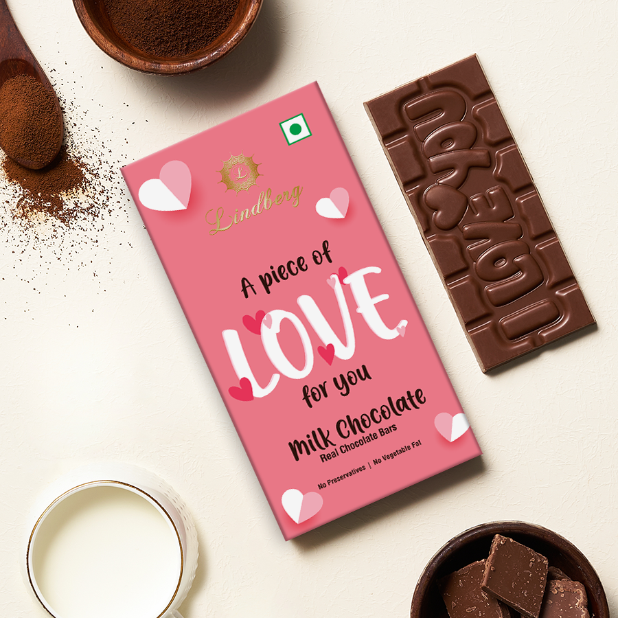 Lindberg I Love You Message Bar - Milk Chocolate