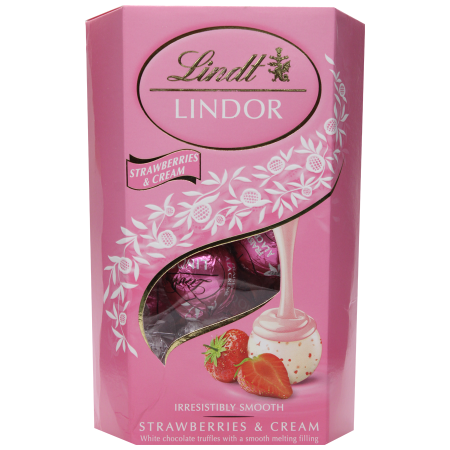 Lindt Lindor White Chocolate Truffles - Strawberries & Cream