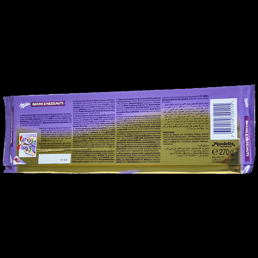 Milka Raisins & Hazelnuts Chocolate Bar