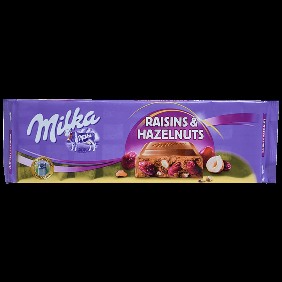 Milka Raisins & Hazelnuts Chocolate Bar