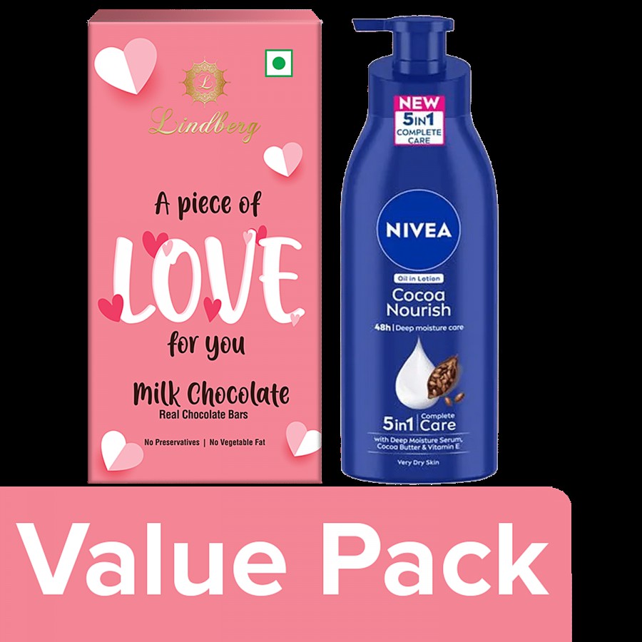 NIVEA Valentine's Day Lindberg Chocolate & Nivea Cocoa Body Lotion Gift Set