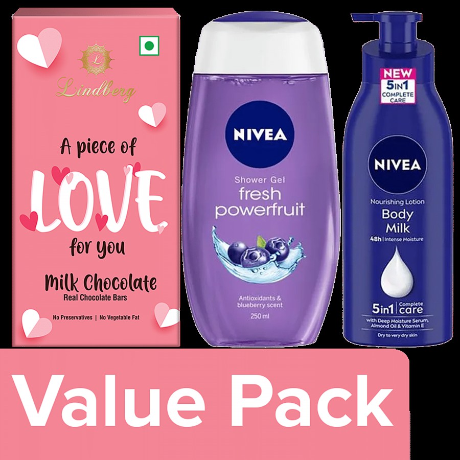 NIVEA Valentine's Day Lindberg Chocolate & Nivea Men Bath & Body Gift Set