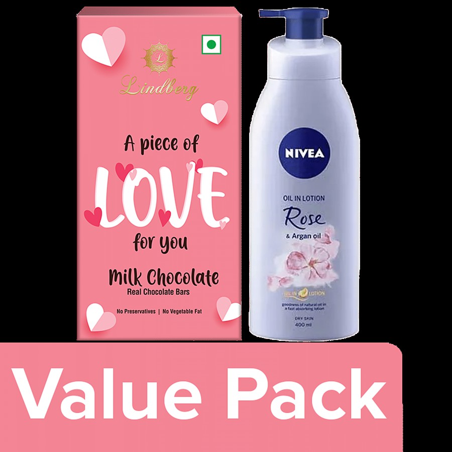 NIVEA Valentine's Day Lindberg Chocolate & Nivea Rose Body Lotion Gift Set