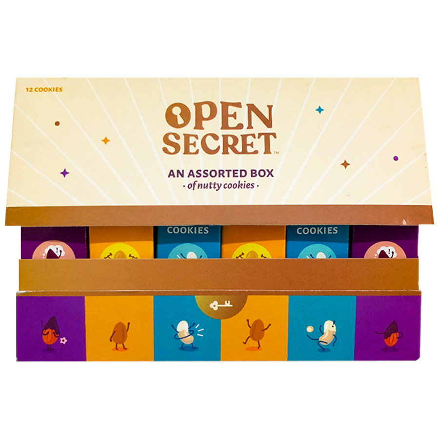 Open Secret Gift Box : Dryfruit Chocolate Nutty Cookies With Almonds