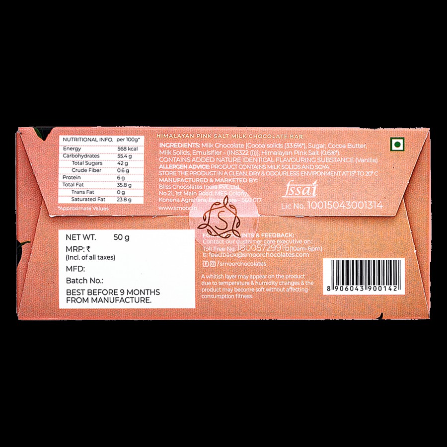 Smoor True Bars Milk Chocolate - Himalayan Pink Salt