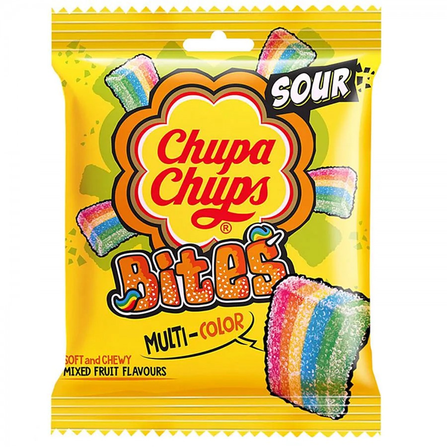 Chupa Chups Sour Bites Mixed Fruit Flavour Soft & Chewy Toffee