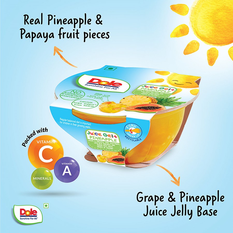 DOLE Juice Gel+ - Pineapple Jelly With Real Pineapple & Papaya Fruit Pieces